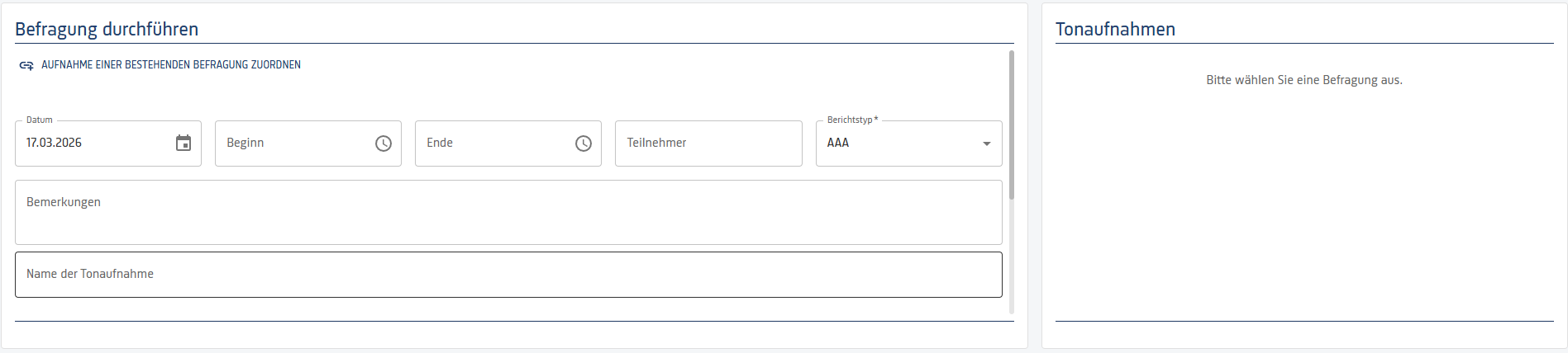 Screenshot 1: Befragung durchführen