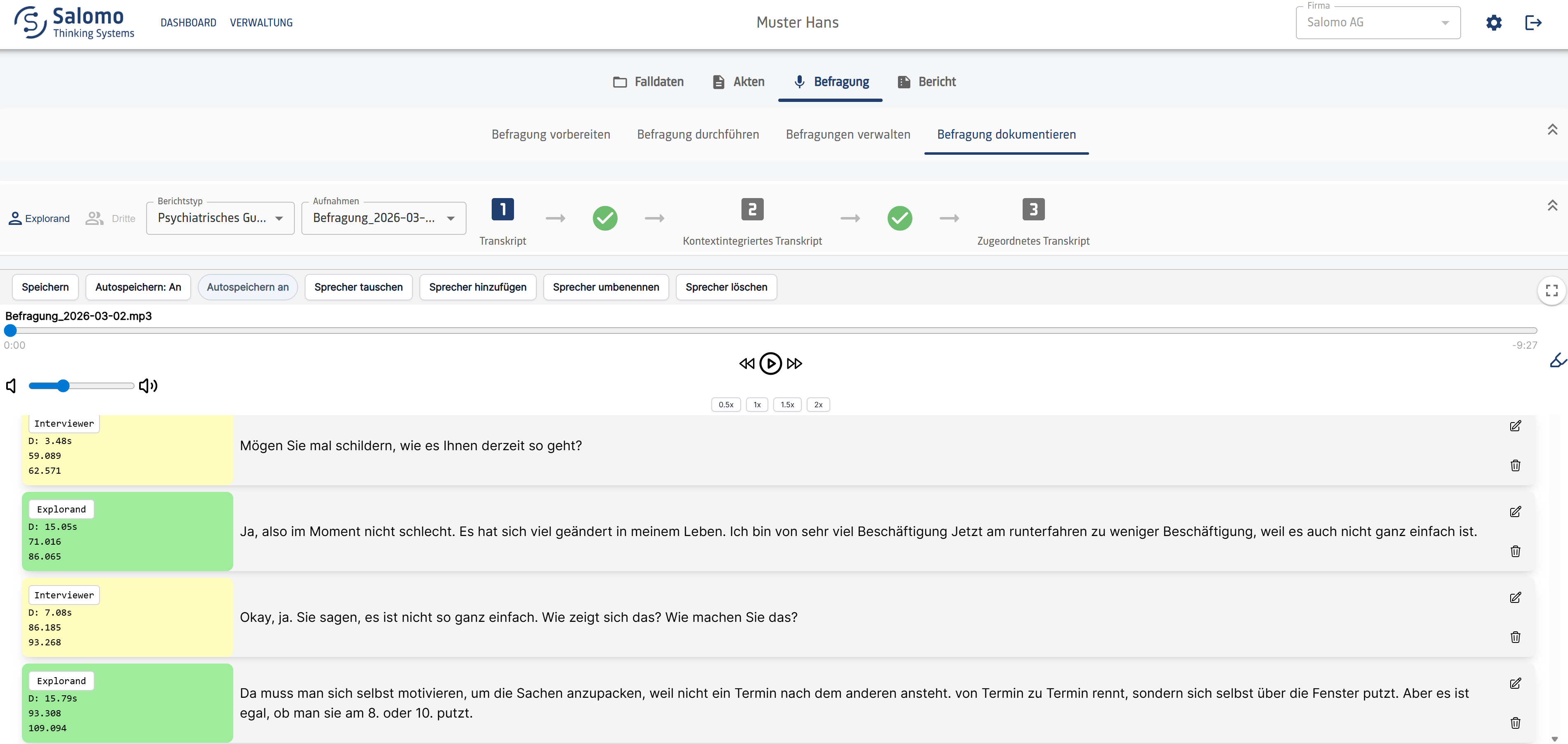 Screenshot 1: Befragung dokumentieren