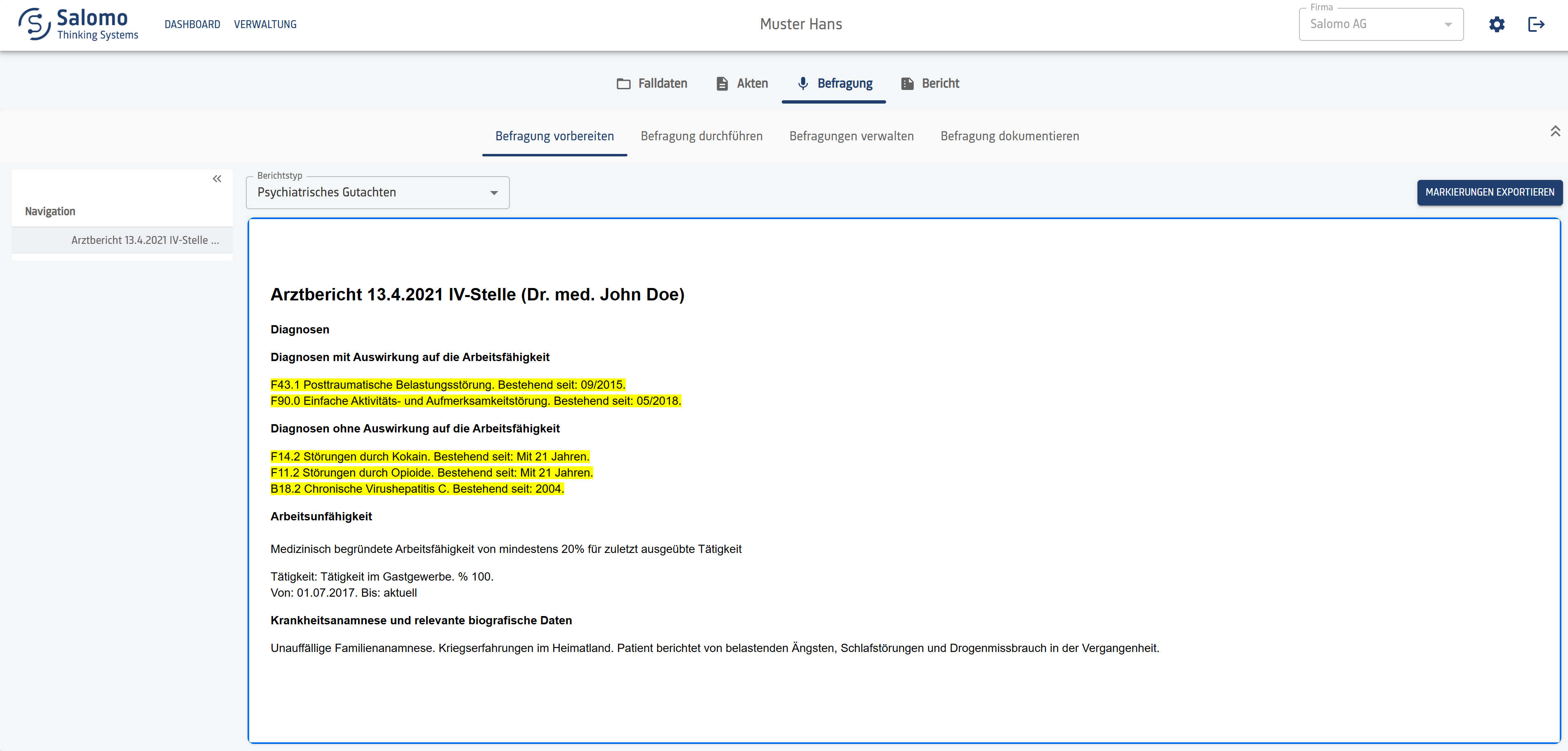 Screenshot: Befragung vorbereiten in Salomo